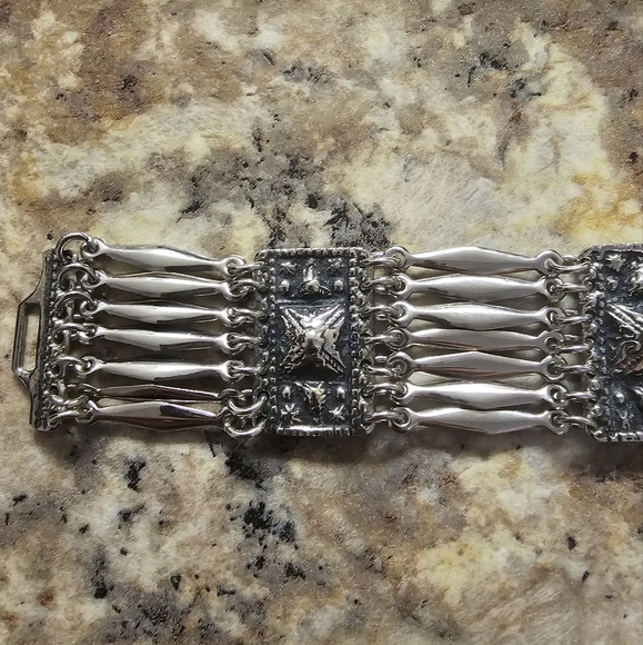 Stellar Large Vintage Sterling Panel Bracelet - Picture 6 of 8